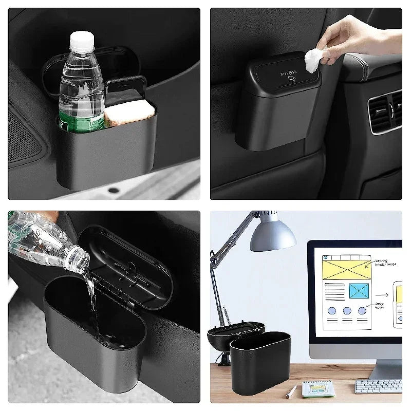 🗑️ Poubelle de voiture compacte avec couvercle – Velora
