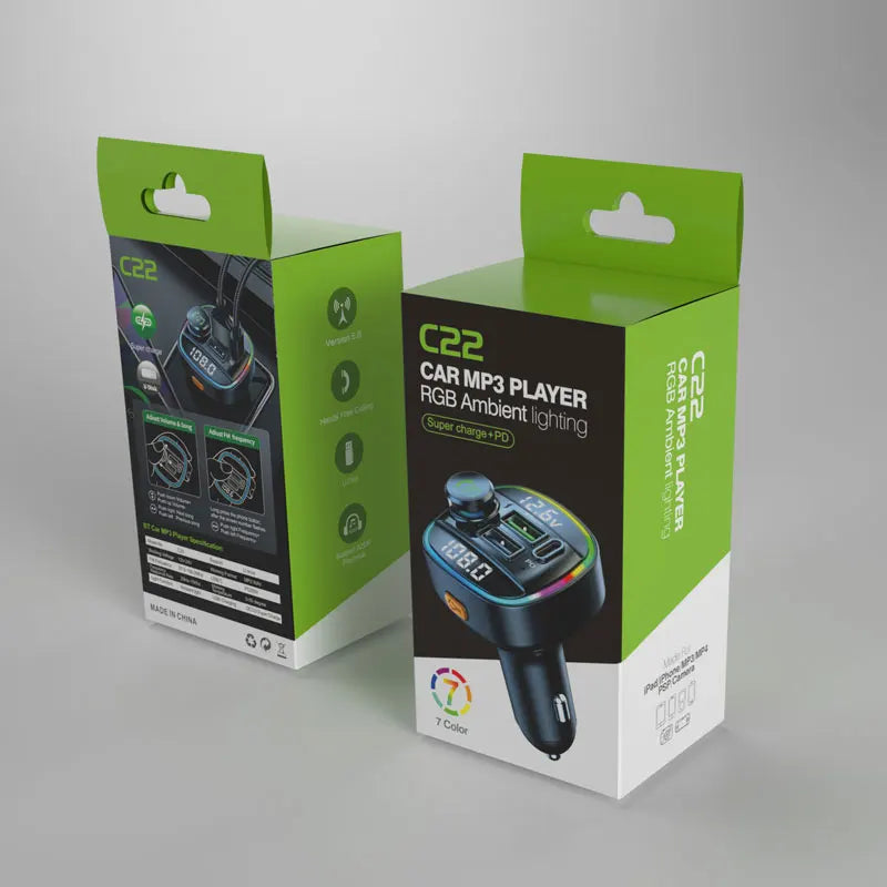 Transmetteur FM Bluetooth 5.0 – Kit mains libres avec lecteur MP3 & charge rapide 22,5 W