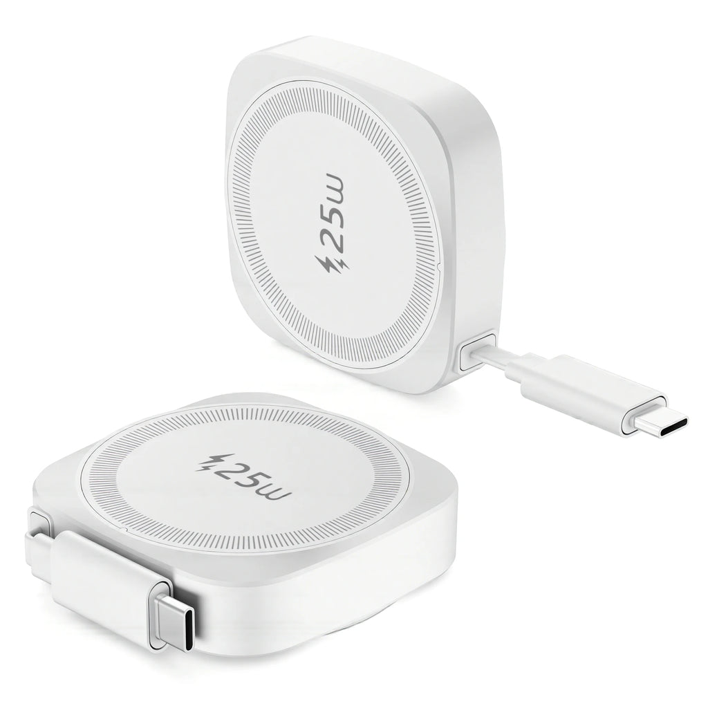 Chargeur sans fil magnétique Qi2 25 W avec câble Type-C rétractable