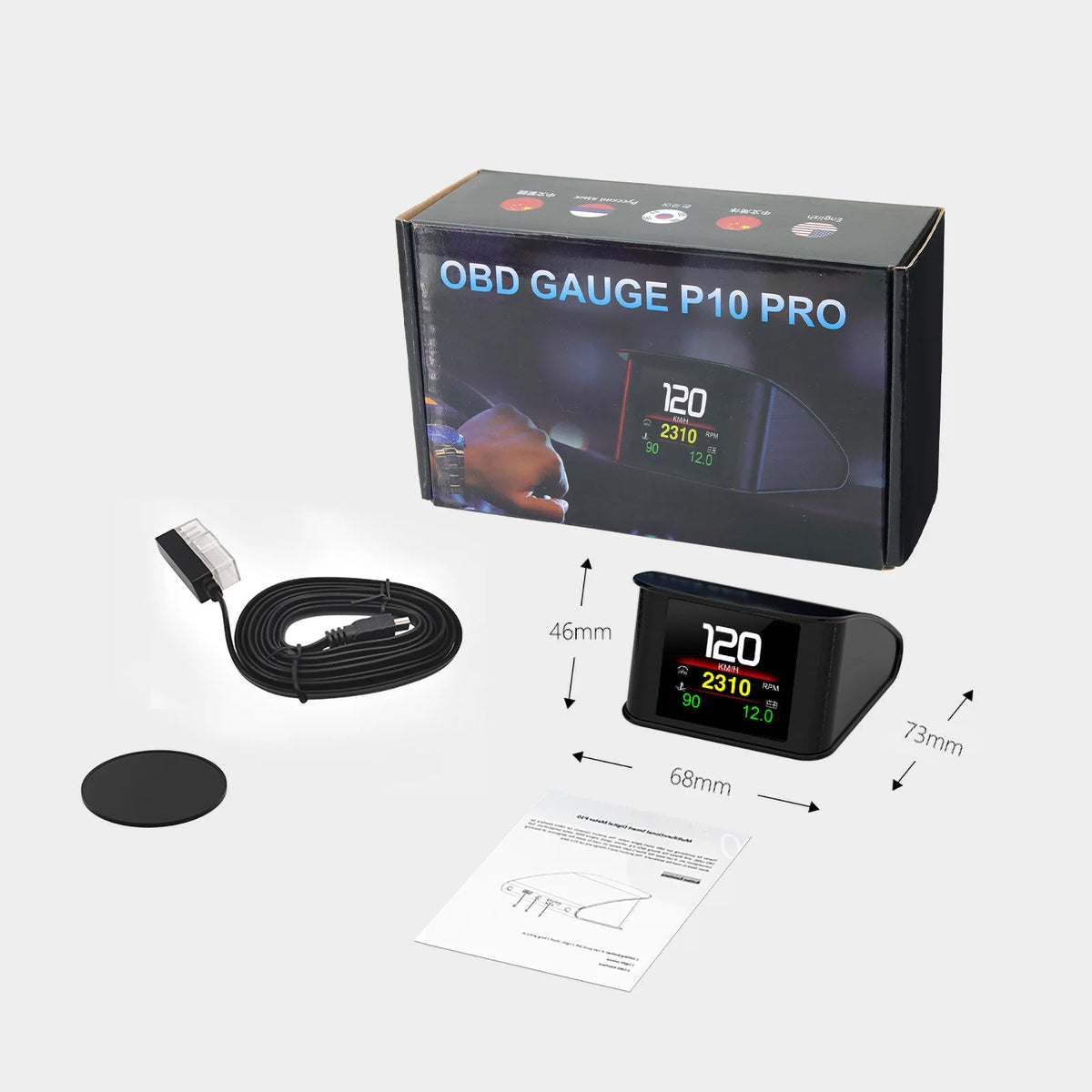 HUD P10 Pro OBD2 – Affichage tête haute intelligent