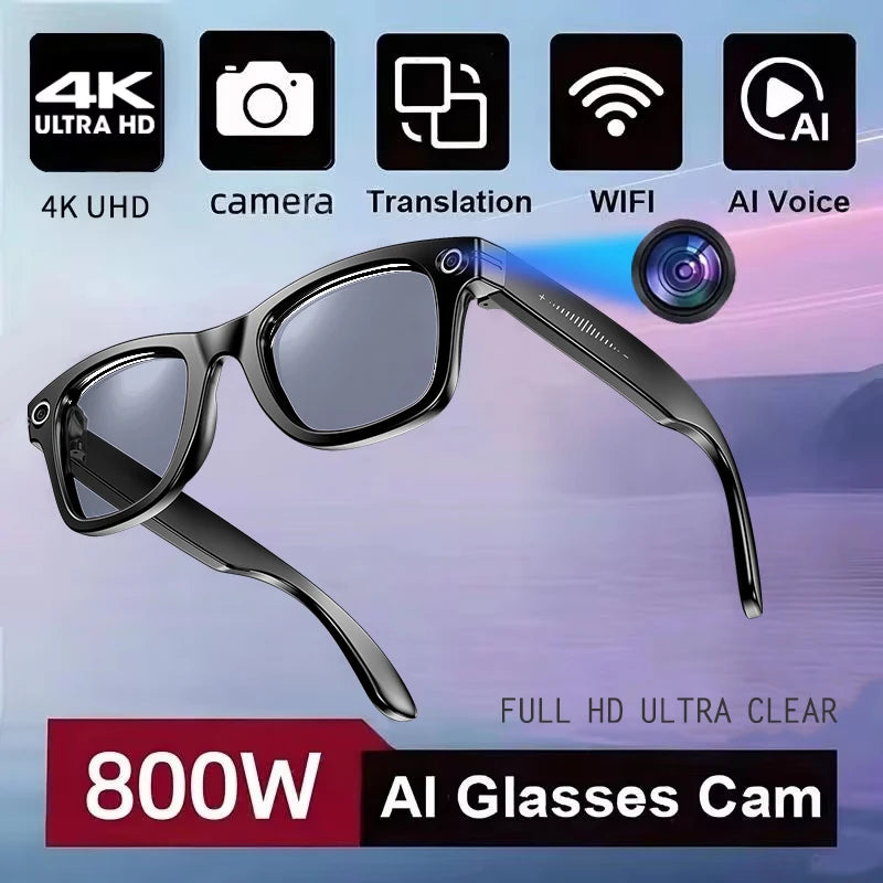 Lunettes Intelligentes AI avec Caméra – Traduction, Appels & Enregistrement