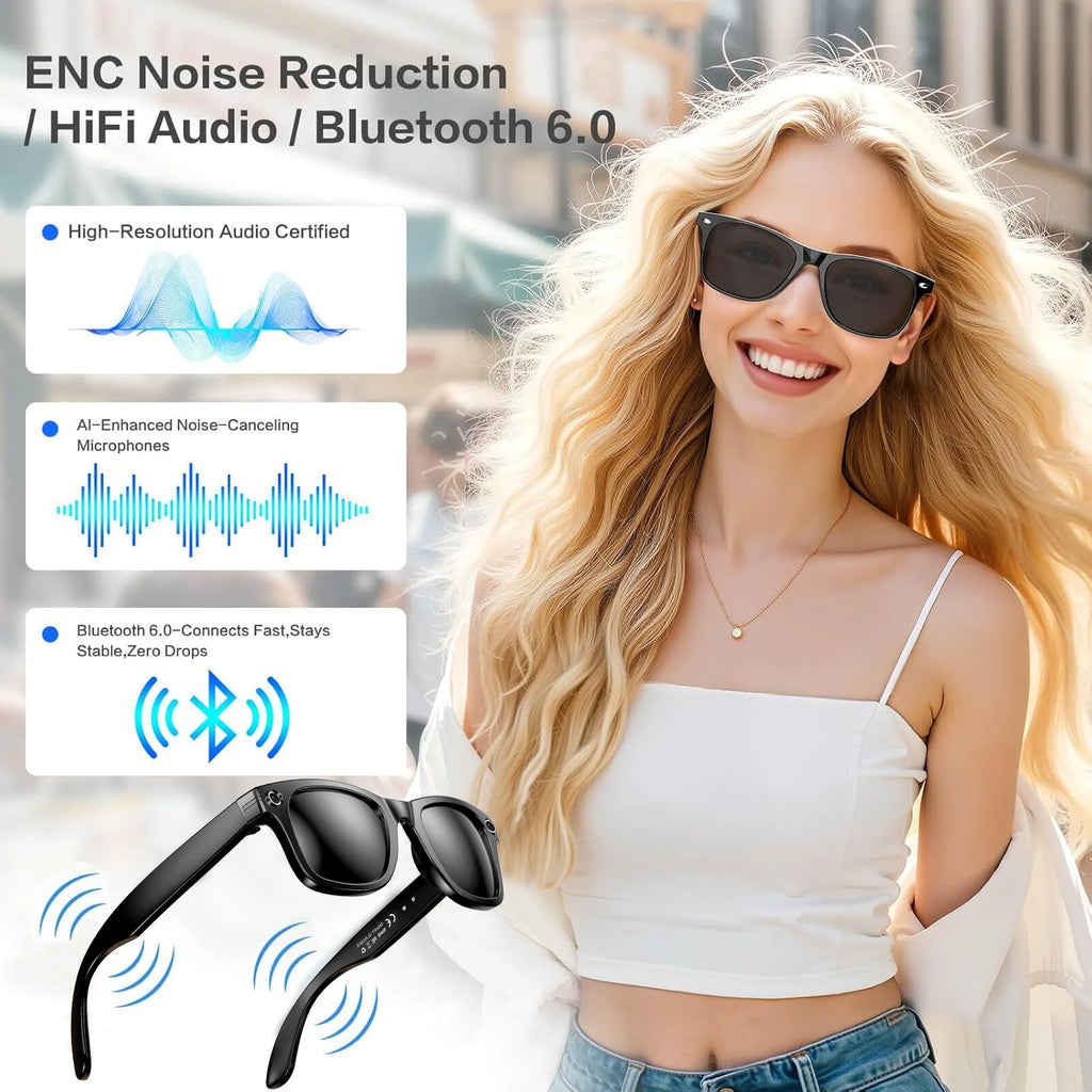 Lunettes Intelligentes AI avec Caméra – Traduction, Appels & Enregistrement