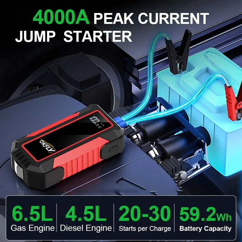 🚗 GKFLY 4000A – Démarreur de batterie portable 12V