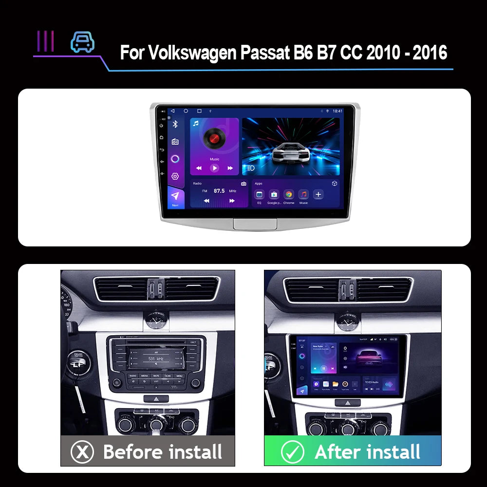 Android 16 CarPlay Auto 4G WiFi – Autoradio multimédia GPS pour Volkswagen