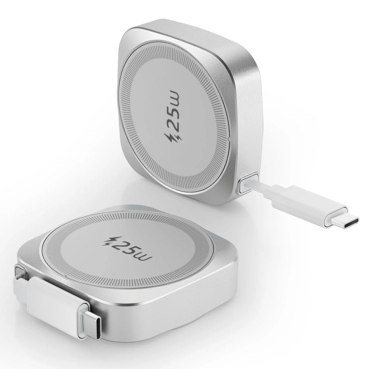 Chargeur sans fil magnétique Qi2 25 W avec câble Type-C rétractable