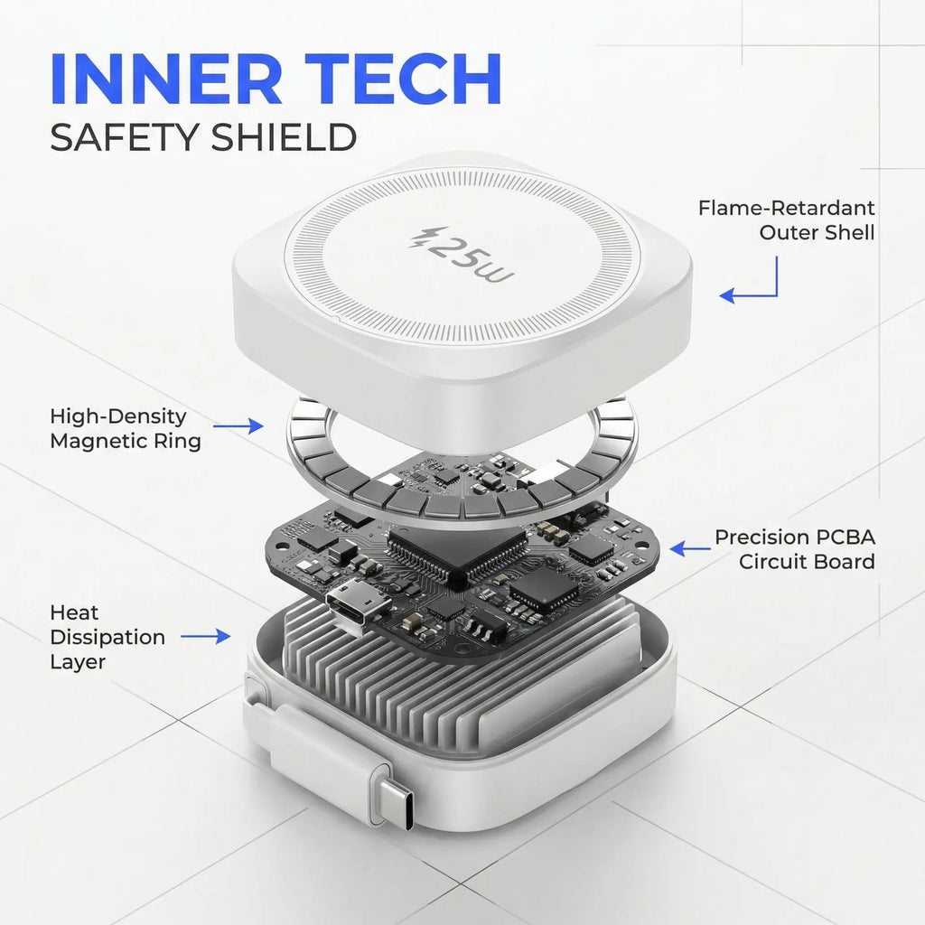 Chargeur sans fil magnétique Qi2 25 W avec câble Type-C rétractable