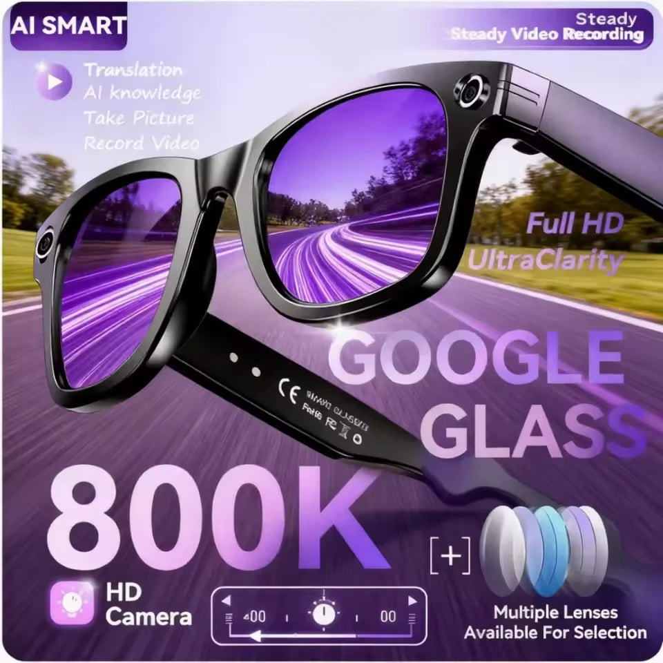 Lunettes Intelligentes AI avec Caméra – Traduction, Appels & Enregistrement