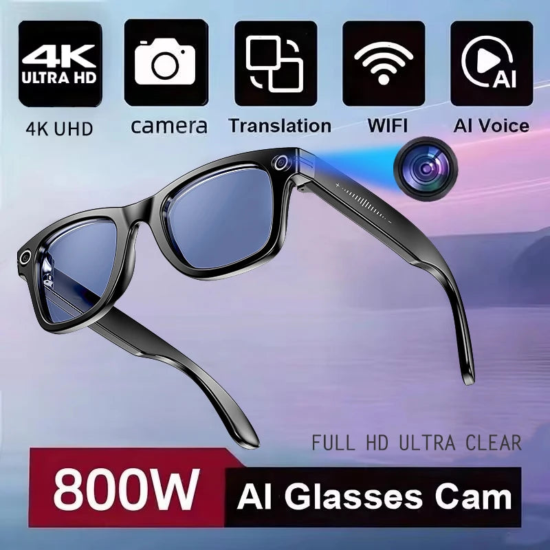 Lunettes Intelligentes AI avec Caméra – Traduction, Appels & Enregistrement