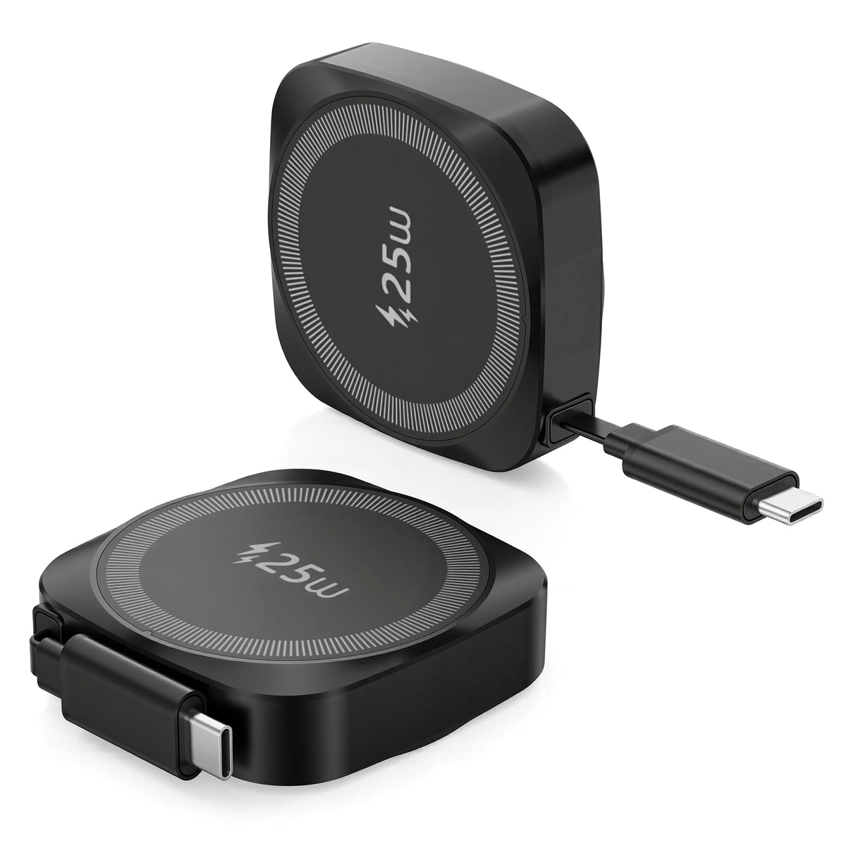 Chargeur sans fil magnétique Qi2 25 W avec câble Type-C rétractable