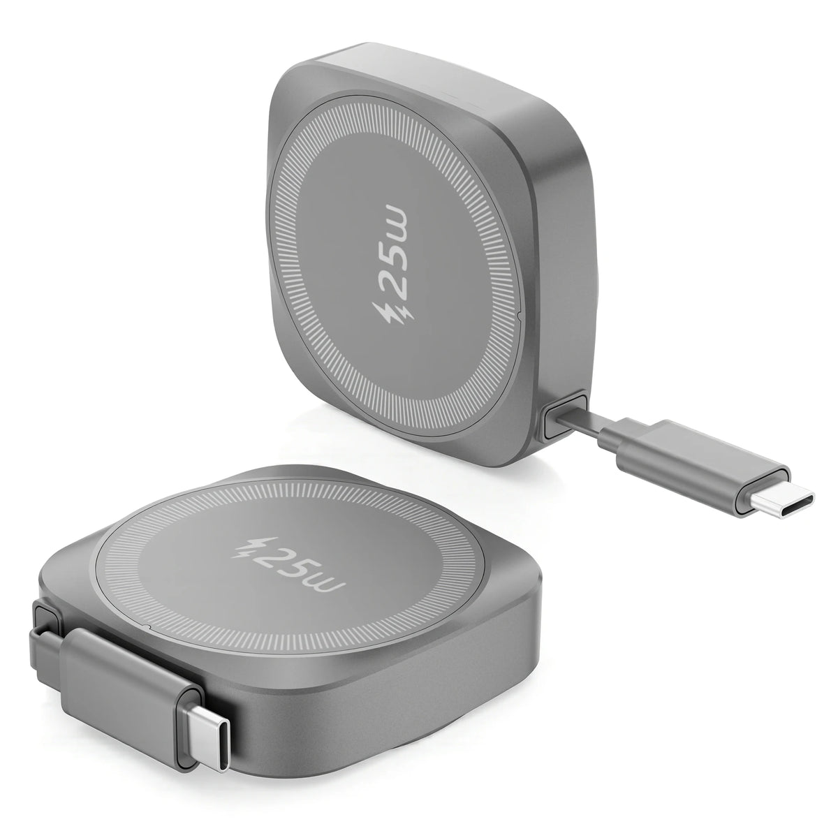 Chargeur sans fil magnétique Qi2 25 W avec câble Type-C rétractable