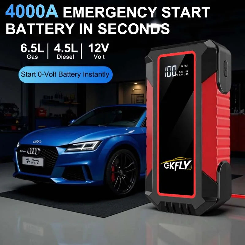 🚗 GKFLY 4000A – Démarreur de batterie portable 12V